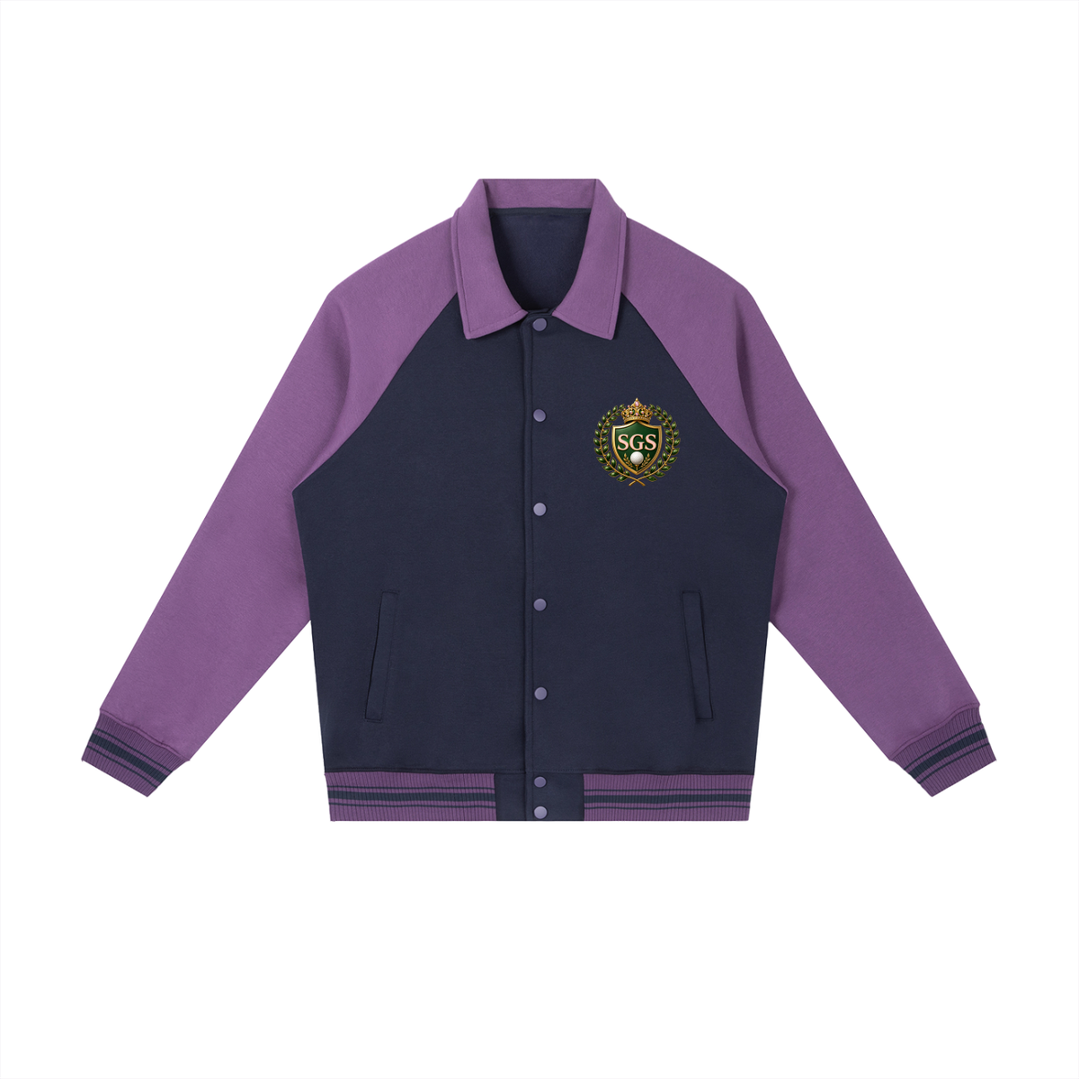Contrast Raglan Sleeve Baseball Jacket