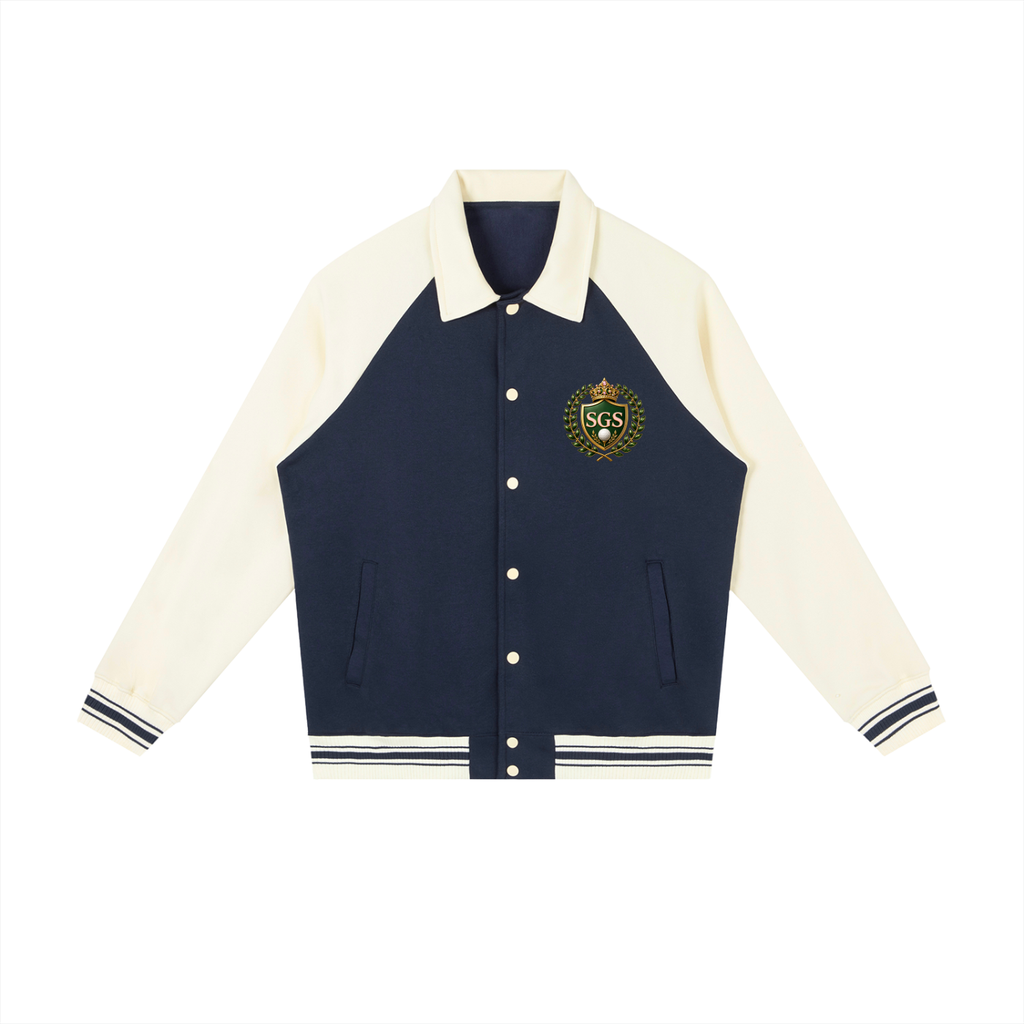 Contrast Raglan Sleeve Baseball Jacket